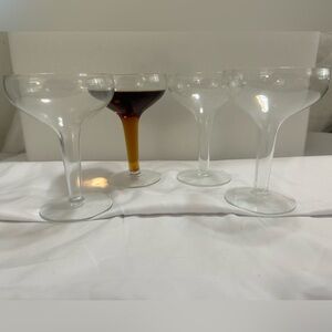 Vintage set of 4, Hollow Stem Coupe Champagne Glasses